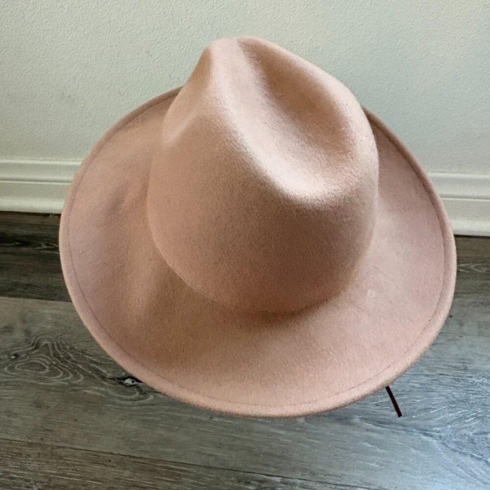 Free People 100% Wool Rancher Hat in Blush Tan | Wide Brim Fedora